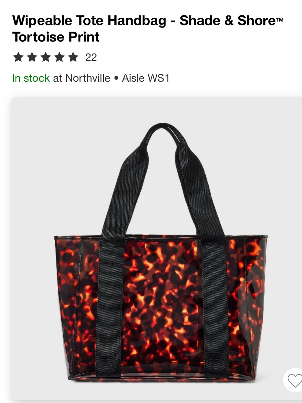 Shade & Shore Tortoiseshell Wipeable Tote in Brown and Black